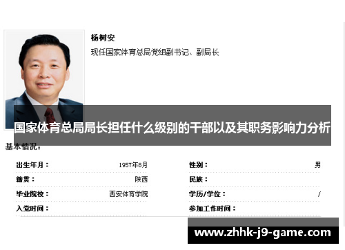 国家体育总局局长担任什么级别的干部以及其职务影响力分析